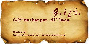Günszberger Álmos névjegykártya